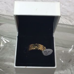 Titanium band gold color hammered finish 9